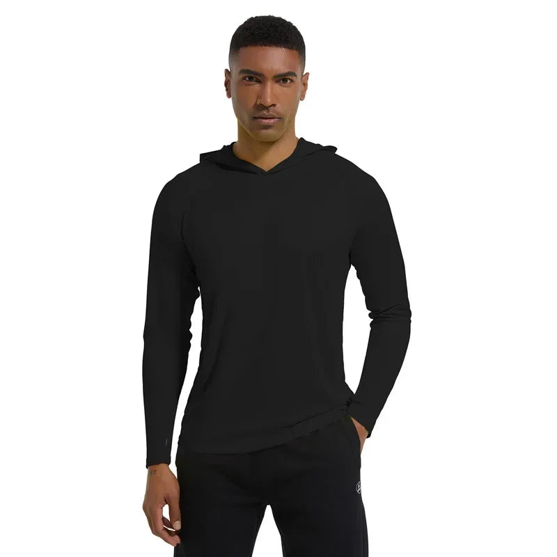 Men Upf 50+ Sun Protection t-Shirts Long Sleeve t-Shirt Casual Tops Male Quick Dry Gym Running Tee Shirts With Hood Man Clothing Everyday Essentials