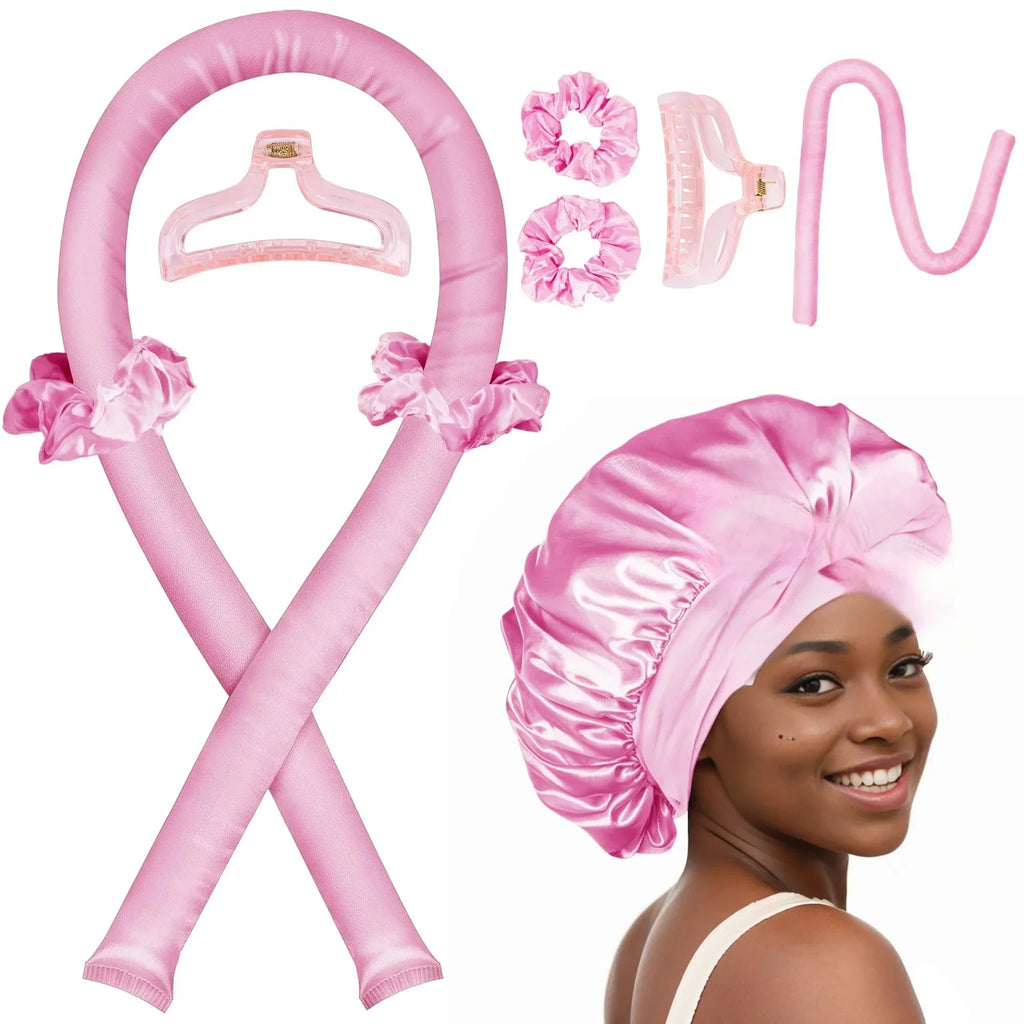 Heatless Curling Rod Set Satin Nightcap for Women No Heat Hair Rollers Sleeping Soft Headband Styling Tool Lazy Curls EVERYDAY ESSENTIALS