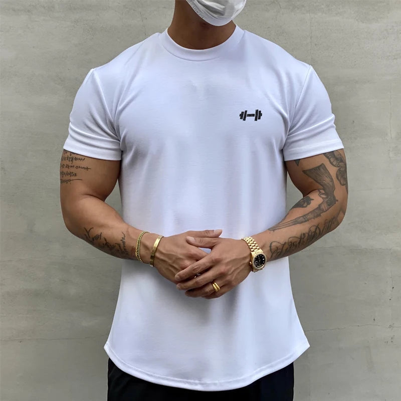 Summer Cotton t Shirt Men Short Sleeve t-Shirt Fitness Gym t-Shirts Training Sport Tee Shirts Fashion Casual Tops Man Clothing Everyday Essentials