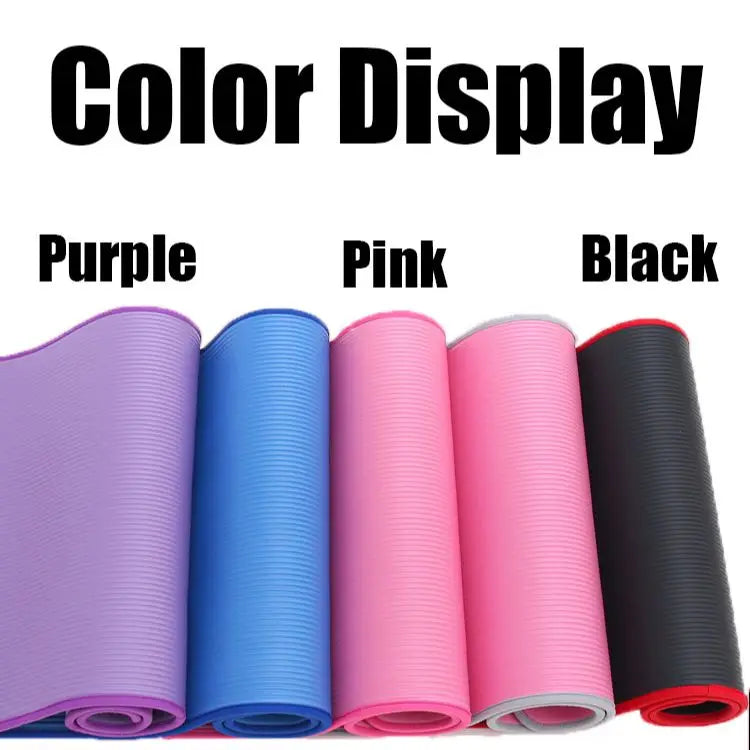 10MM Extra Thick Yoga Mats 183cmX61cm NRB Non-slip Soft Exercise Mat Fitness Tasteless Pilates Workout Gym Mats with Bandage Everyday Essentials
