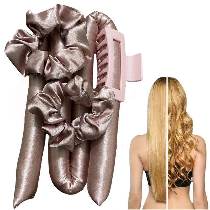 Heatless Curling Rod Headband No Heat Silk Curls Ribbon Hair Rollers Sleeping Soft Headband Lazy Hair Curlers Hair Styling Tools EVERYDAY ESSENTIALS