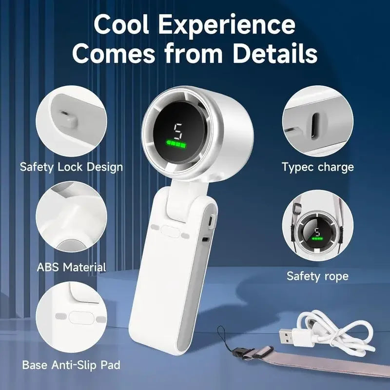 3-in-1 Fan, 5-speed, 3600mAh Rechargeable Lithium Battery, USB Charging, Travel Mini Fan Everyday Essentials