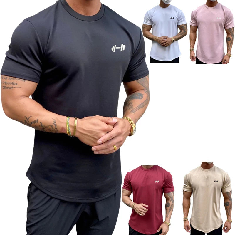 Summer Cotton t Shirt Men Short Sleeve t-Shirt Fitness Gym t-Shirts Training Sport Tee Shirts Fashion Casual Tops Man Clothing Everyday Essentials