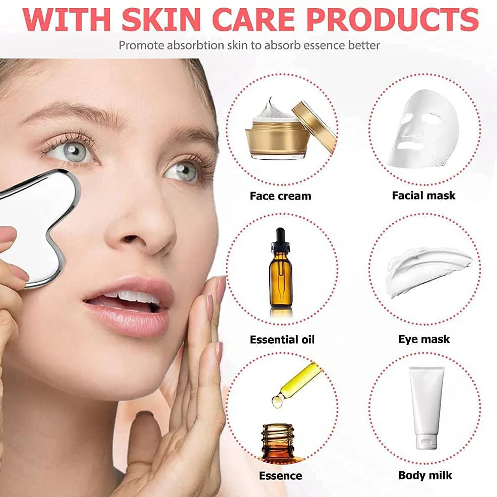 Ice Face Roller Facial Skincare Ice Roller Set, Stainless Steel Facial Roller Gua Sha Face Tool Face Massage Roller Mold Cube EVERYDAY ESSENTIALS
