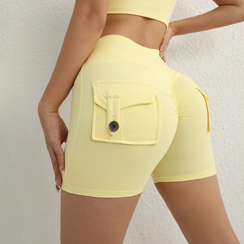 TRY TO BN Women's Sports Shorts with Pockets Butt Lifting High Waist Booty Scrunch Gym Workout Running Biker Yoga Fitness Shorts Everyday Essentials