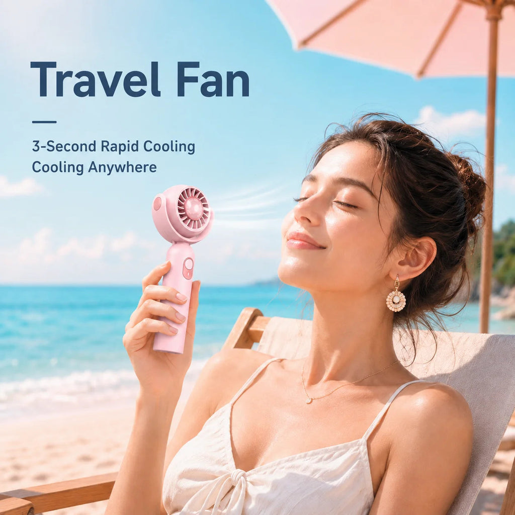 Portable Handheld Fan, Foldable Turbo Mini Fan with Strong Wind, Ultra Quiet Personal Cooling for Travel Office Outdoor, Cherry Blossom Pink Everyday Essentials