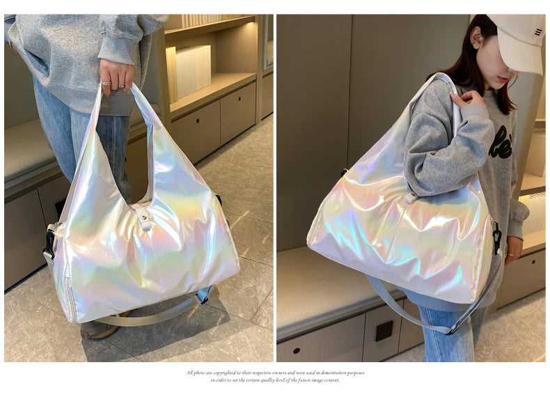 Fashion Multi-function Gym Travel Shine Cotton Portable Shoulder Handbags Women Bags Big Capacity Handbag With Large Pocket Everyday Essentials