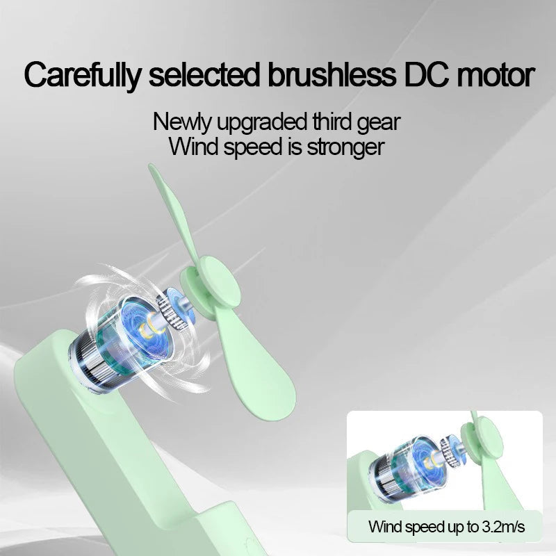 Foldable Small Fan Portable and high-power Hand Held Portable Mini Fan Rechargeable Hand USB Charge Fan Everyday Essentials