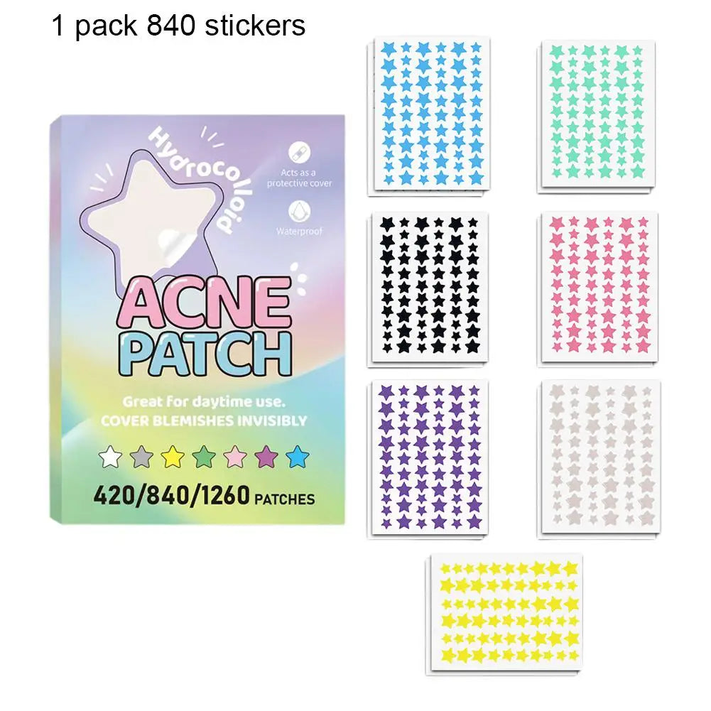420-1260PC New Colorful Pimple Patch Acne Patches Cute Star Shaped Acne Treatment Stickers Covering Zits Blemishes EVERYDAY ESSENTIALS