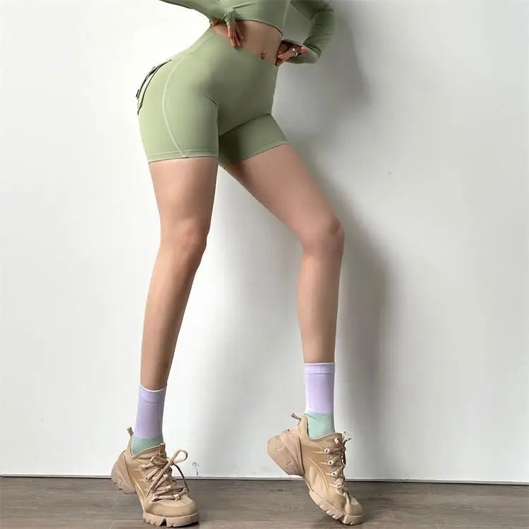 TRY TO BN Women's Sports Shorts with Pockets Butt Lifting High Waist Booty Scrunch Gym Workout Running Biker Yoga Fitness Shorts Everyday Essentials