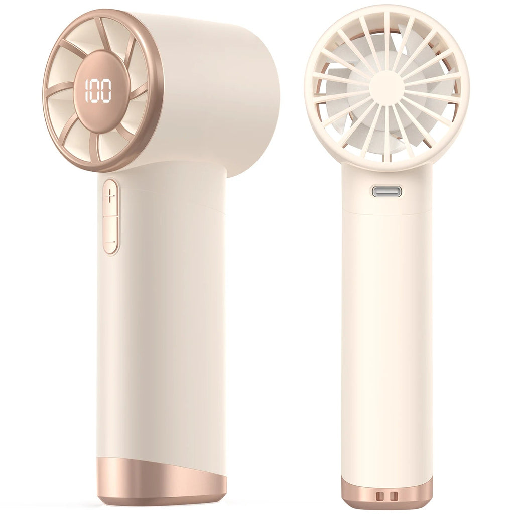 Portable Handheld Fan, Speed (1-100) Adjustable Turbo Mini Fan, 3000mAh Battery Rechargeable Personal Fan With Metal Body, Digital Display, Gifts For Women Men Travel/Camping/Outdoor-Grey EVERYDAY ESSENTIALS