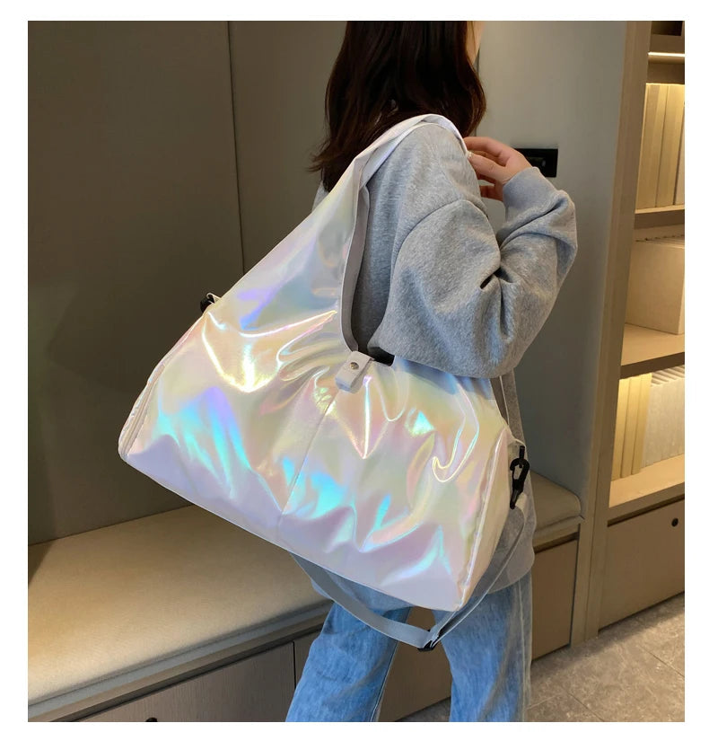 Fashion Multi-function Gym Travel Shine Cotton Portable Shoulder Handbags Women Bags Big Capacity Handbag With Large Pocket Everyday Essentials