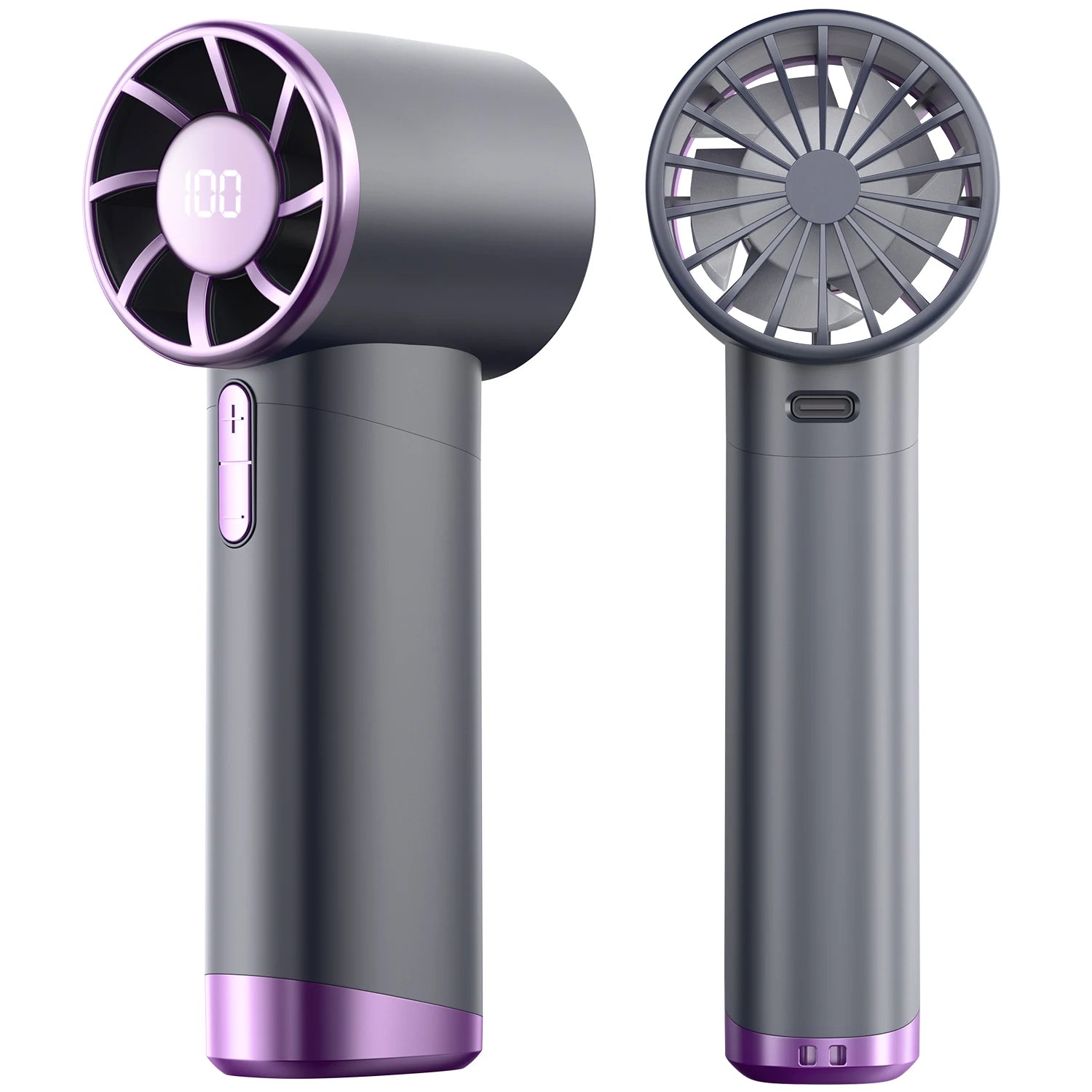 Portable Handheld Fan, Speed (1-100) Adjustable Turbo Mini Fan, 3000mAh Battery Rechargeable Personal Fan With Metal Body, Digital Display, Gifts For Women Men Travel/Camping/Outdoor-Grey EVERYDAY ESSENTIALS