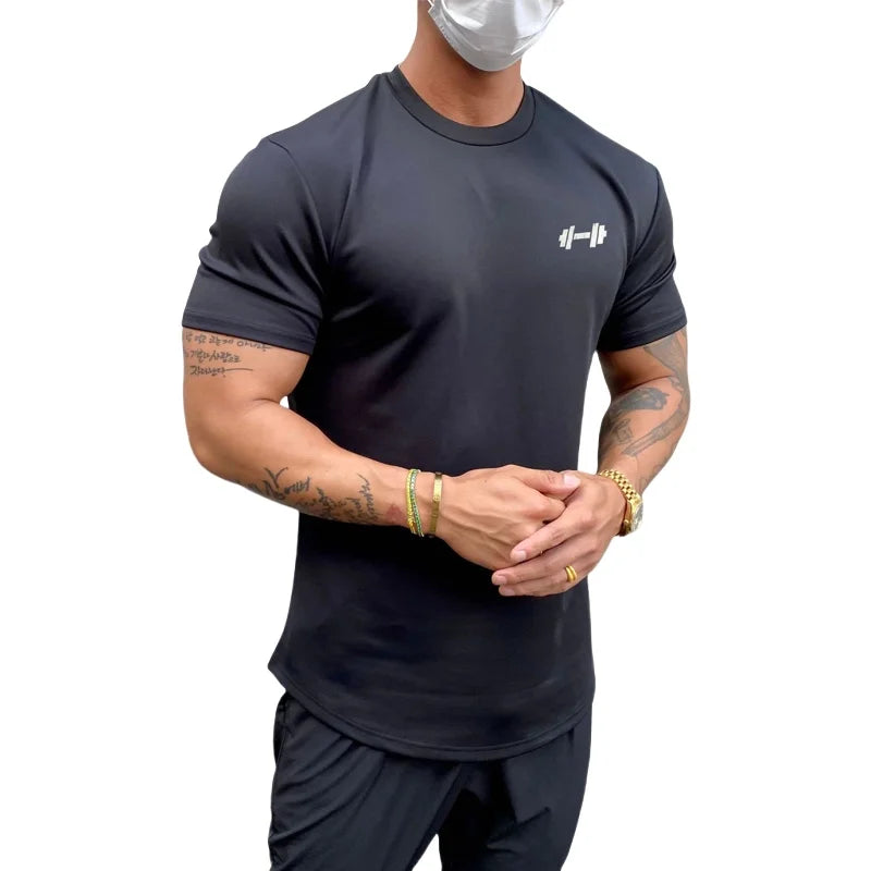 Summer Cotton t Shirt Men Short Sleeve t-Shirt Fitness Gym t-Shirts Training Sport Tee Shirts Fashion Casual Tops Man Clothing Everyday Essentials