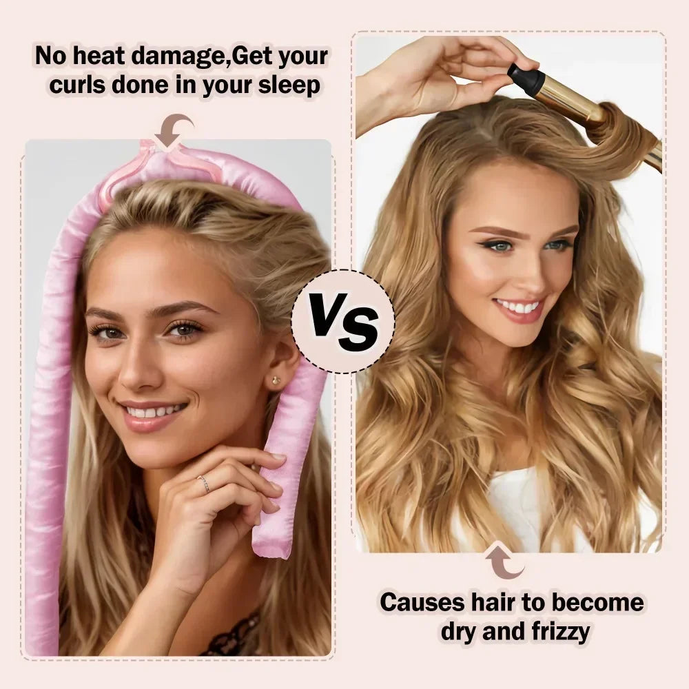 Heatless Curling Rod Set Satin Nightcap for Women No Heat Hair Rollers Sleeping Soft Headband Styling Tool Lazy Curls EVERYDAY ESSENTIALS