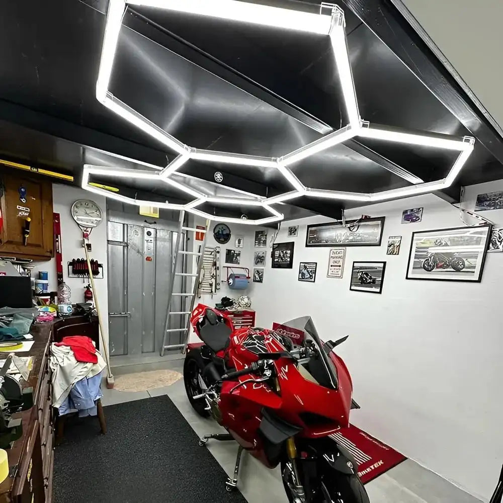 Large Size Hexagon LED Lighting for Garage Car Repair Wash Detailing Workshop Gym Barbershop Honeycomb LED Tube Ceiling Light Everyday Essentials