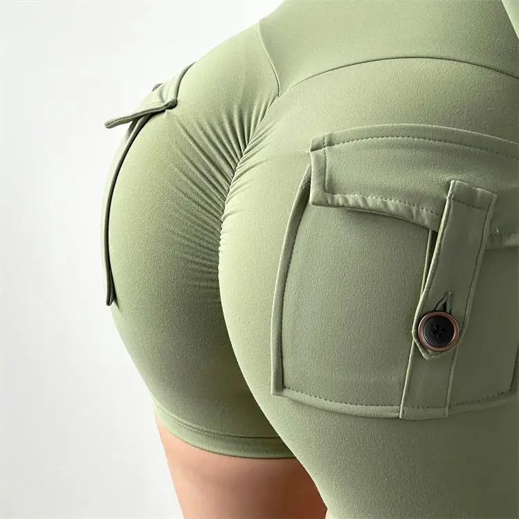TRY TO BN Women's Sports Shorts with Pockets Butt Lifting High Waist Booty Scrunch Gym Workout Running Biker Yoga Fitness Shorts Everyday Essentials