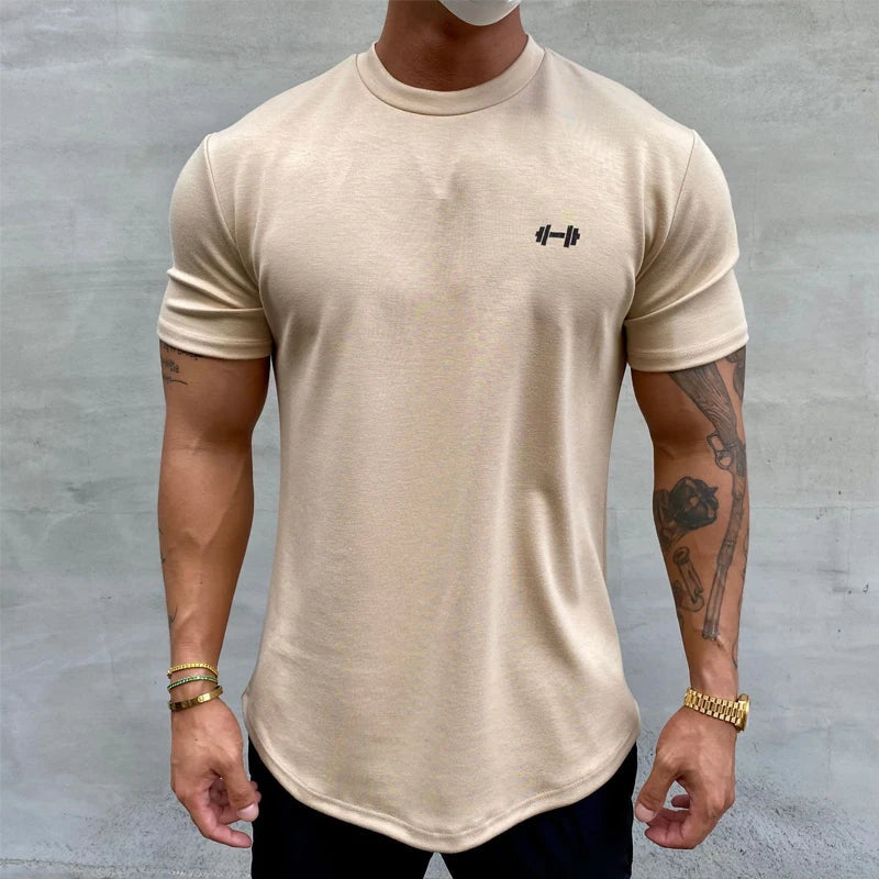 Summer Cotton t Shirt Men Short Sleeve t-Shirt Fitness Gym t-Shirts Training Sport Tee Shirts Fashion Casual Tops Man Clothing Everyday Essentials