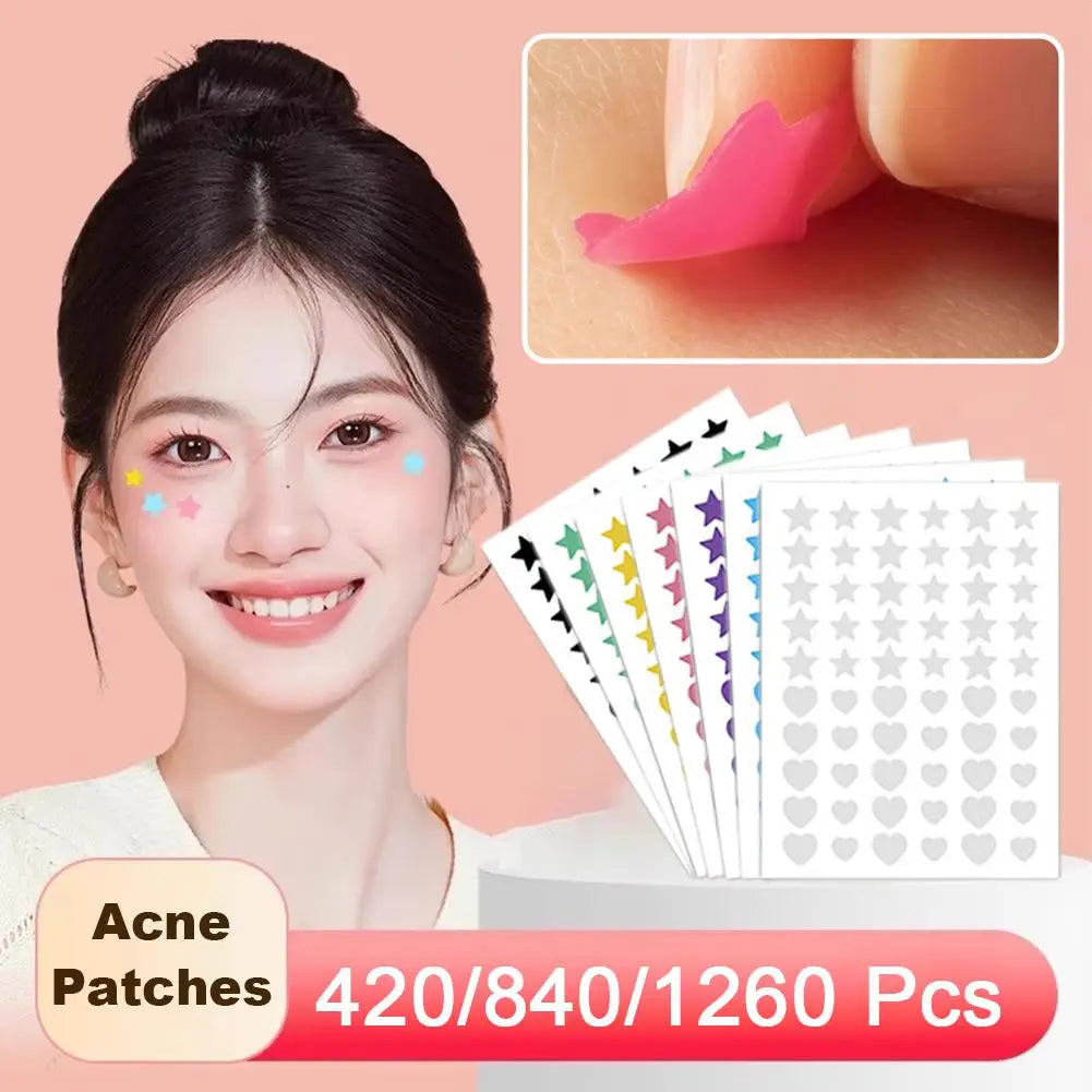 420-1260PC New Colorful Pimple Patch Acne Patches Cute Star Shaped Acne Treatment Stickers Covering Zits Blemishes EVERYDAY ESSENTIALS