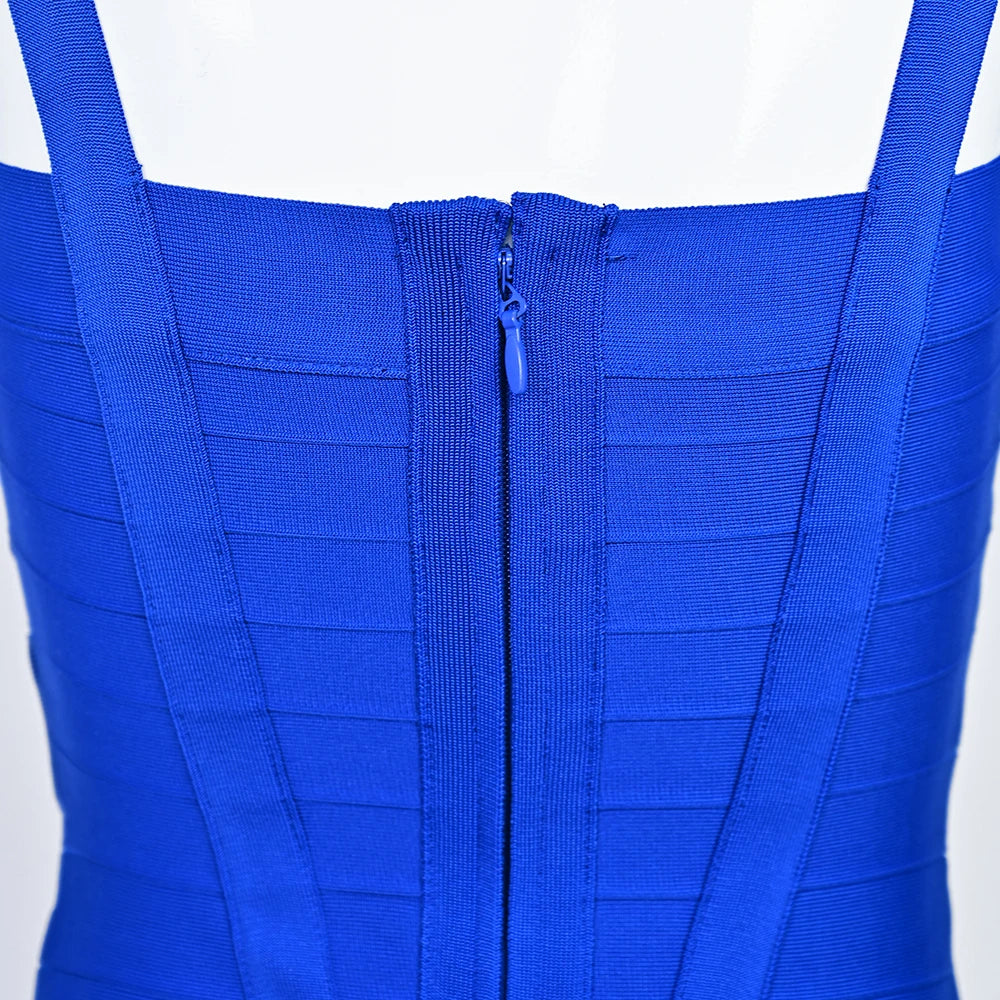 BEAUKEY Blue Spaghetti Strap Women Mini Bandage Dress Bodycon Sexy Above Knee Length Bodycon Party Club Dress XL Classic Vestido EVERYDAY ESSENTIALS