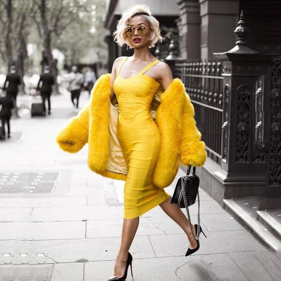 New 2026 Women Sexy Celebrity Midi Red White HL Elastic Bandage Dress Spaghetti Strap Club Bodycon Party Dress Wholesale HL434 EVERYDAY ESSENTIALS