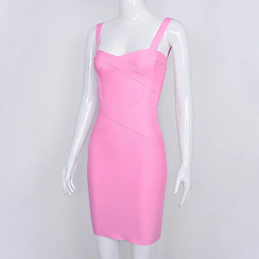 BEAUKEY Blue Spaghetti Strap Women Mini Bandage Dress Bodycon Sexy Above Knee Length Bodycon Party Club Dress XL Classic Vestido EVERYDAY ESSENTIALS