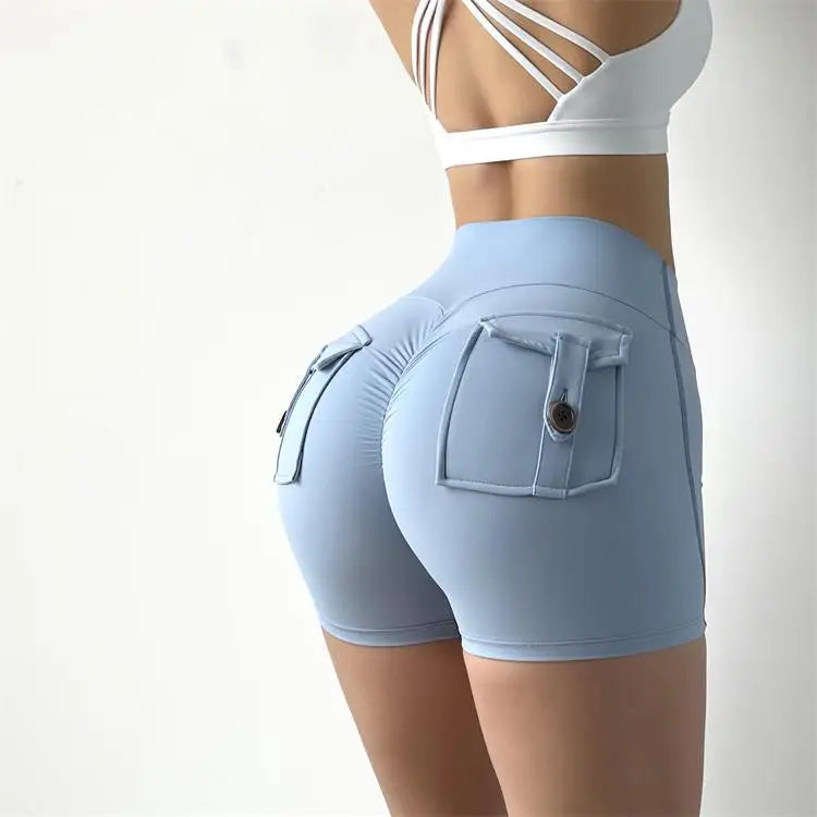 TRY TO BN Women's Sports Shorts with Pockets Butt Lifting High Waist Booty Scrunch Gym Workout Running Biker Yoga Fitness Shorts Everyday Essentials