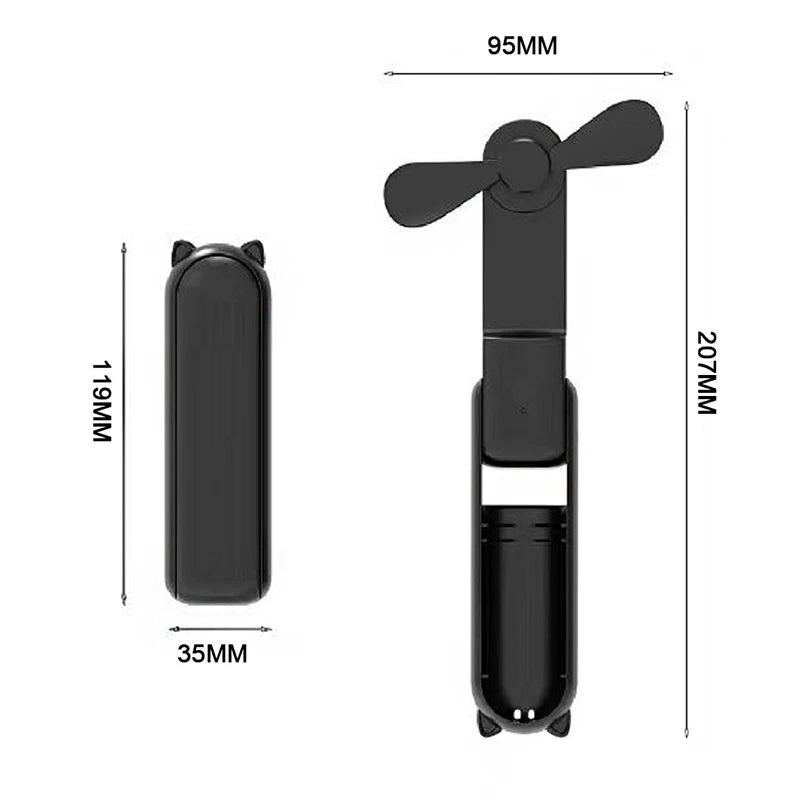 Foldable Small Fan Portable and high-power Hand Held Portable Mini Fan Rechargeable Hand USB Charge Fan Everyday Essentials