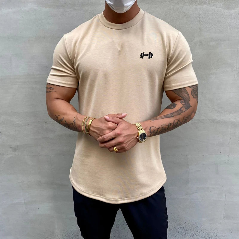 Summer Cotton t Shirt Men Short Sleeve t-Shirt Fitness Gym t-Shirts Training Sport Tee Shirts Fashion Casual Tops Man Clothing Everyday Essentials