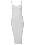 New 2026 Women Sexy Celebrity Midi Red White HL Elastic Bandage Dress Spaghetti Strap Club Bodycon Party Dress Wholesale HL434 EVERYDAY ESSENTIALS