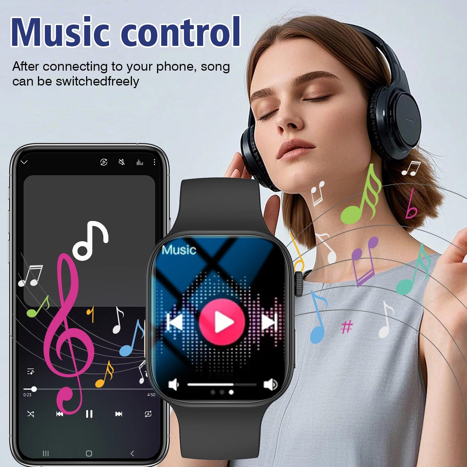 Smart Watch Bluetooth Call Message Display Fitness Monitoring Bracelet Christmas Gift Suitable for Android iPhone EVERYDAY ESSENTIALS