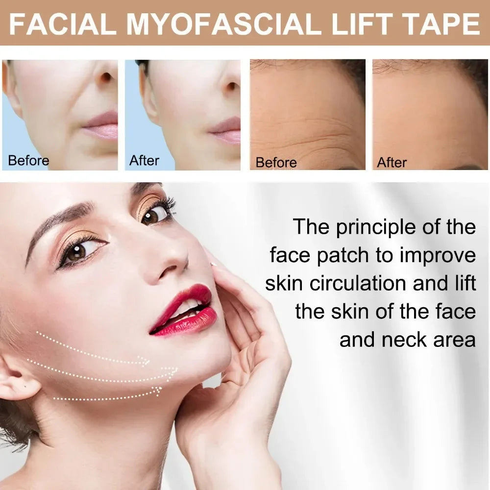 Kinesiology Tape for Face V Line Neck Eyes Lifting Tape Wrinkle Remover Sticker Facial Skin Care Tool Bandagem Elastica 2.5CM*5M EVERYDAY ESSENTIALS