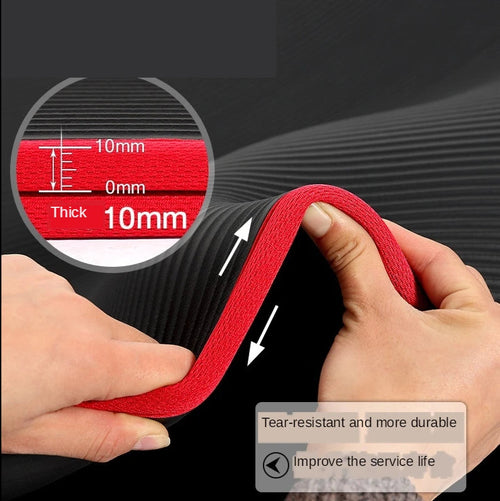 10MM Extra Thick Yoga Mats 183cmX61cm NRB Non-slip Soft Exercise Mat Fitness Tasteless Pilates Workout Gym Mats with Bandage Everyday Essentials