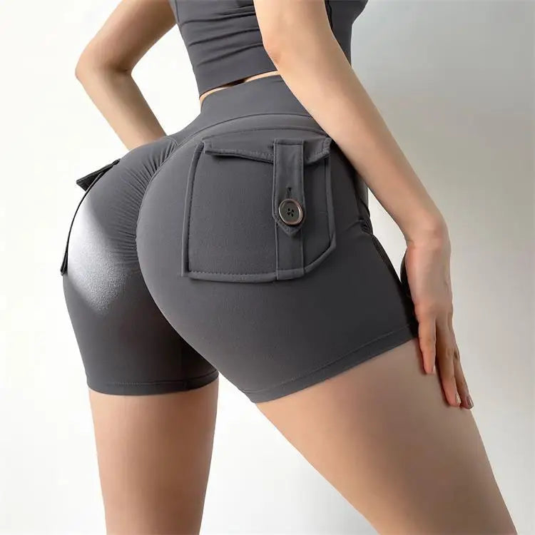 TRY TO BN Women's Sports Shorts with Pockets Butt Lifting High Waist Booty Scrunch Gym Workout Running Biker Yoga Fitness Shorts Everyday Essentials
