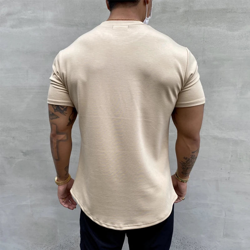 Summer Cotton t Shirt Men Short Sleeve t-Shirt Fitness Gym t-Shirts Training Sport Tee Shirts Fashion Casual Tops Man Clothing Everyday Essentials
