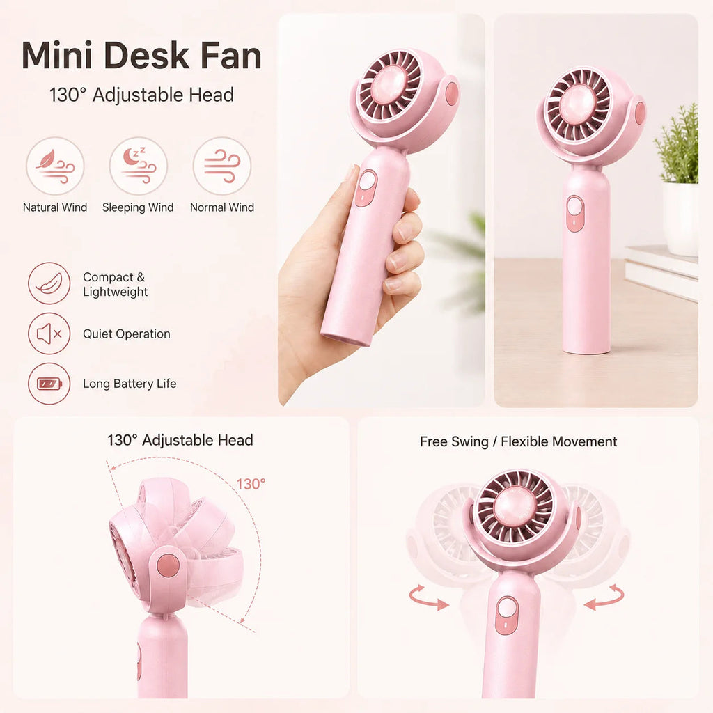 Portable Handheld Fan, Foldable Turbo Mini Fan with Strong Wind, Ultra Quiet Personal Cooling for Travel Office Outdoor, Cherry Blossom Pink Everyday Essentials