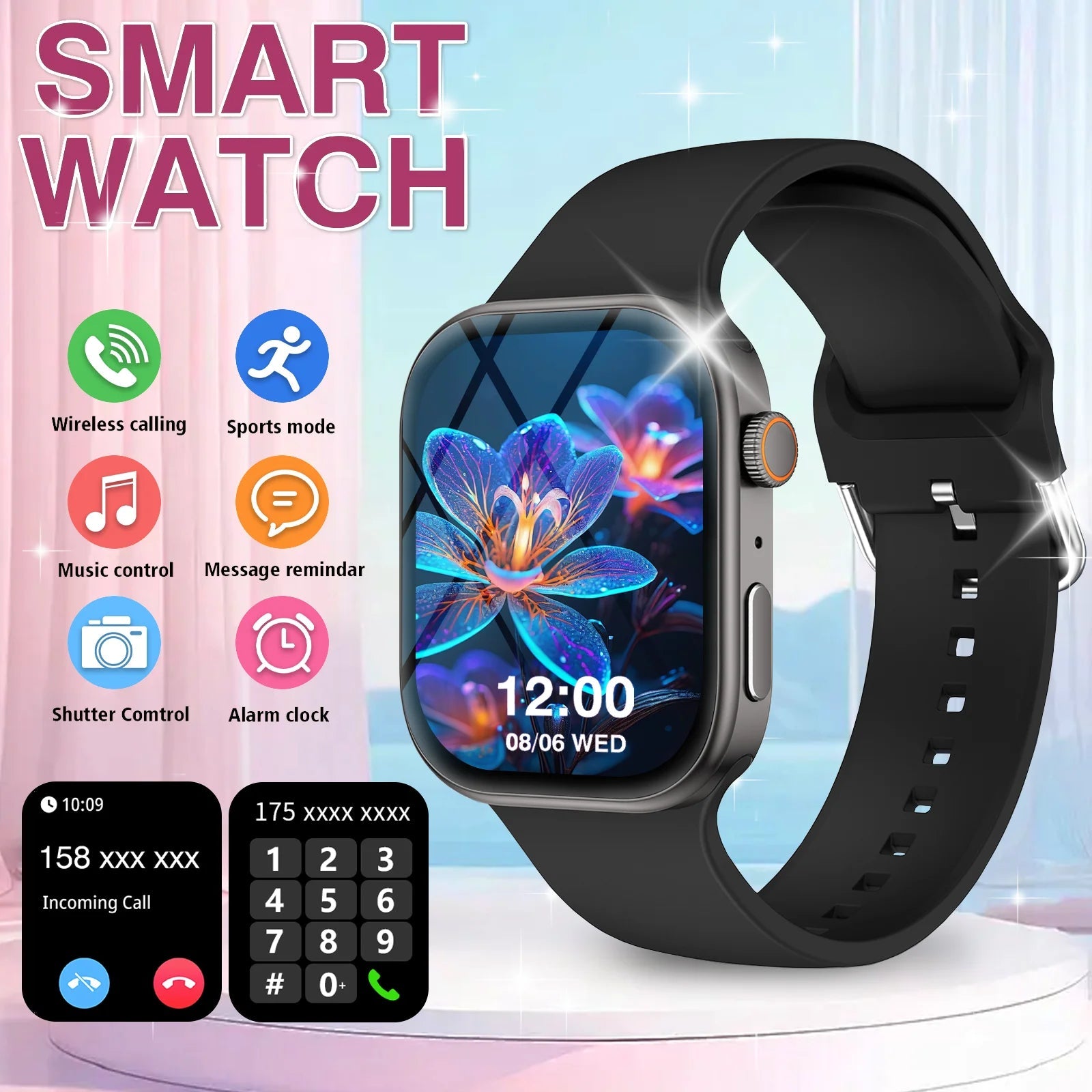 Smart Watch Bluetooth Call Message Display Fitness Monitoring Bracelet Christmas Gift Suitable for Android iPhone EVERYDAY ESSENTIALS