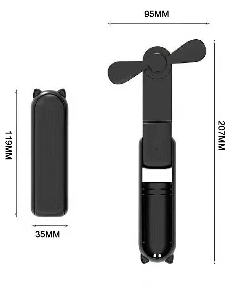 Foldable Small Fan Portable and high-power Hand Held Portable Mini Fan Rechargeable Hand USB Charge Fan Everyday Essentials