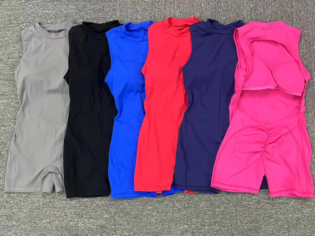 Sexy Hollow Scrunch Bodycon Short Jumpsuit Playsuit Raises Butt Women Monkeys Sleeveless Fitness Yoga Overalls Gym Women Romper Everyday Essentials