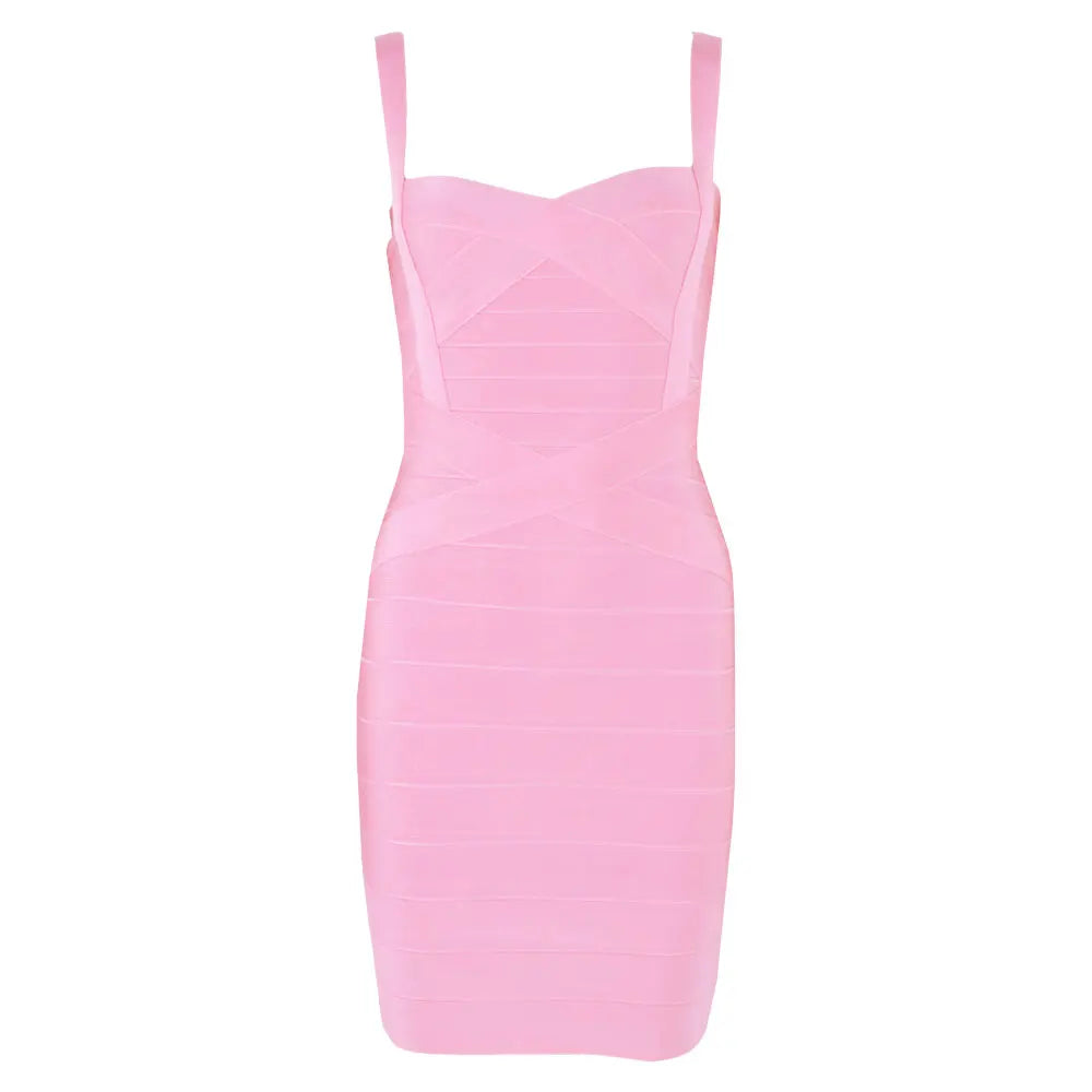 HQBORY Classic Mini Bandage Dress Bodycon Strap Mini Pencil Slim Party Dress Vestidos Quality Fuchsia Pink Dress EVERYDAY ESSENTIALS