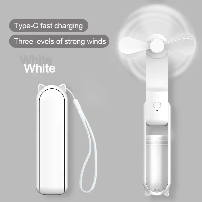 Foldable Small Fan Portable and high-power Hand Held Portable Mini Fan Rechargeable Hand USB Charge Fan EVERYDAY ESSENTIALS