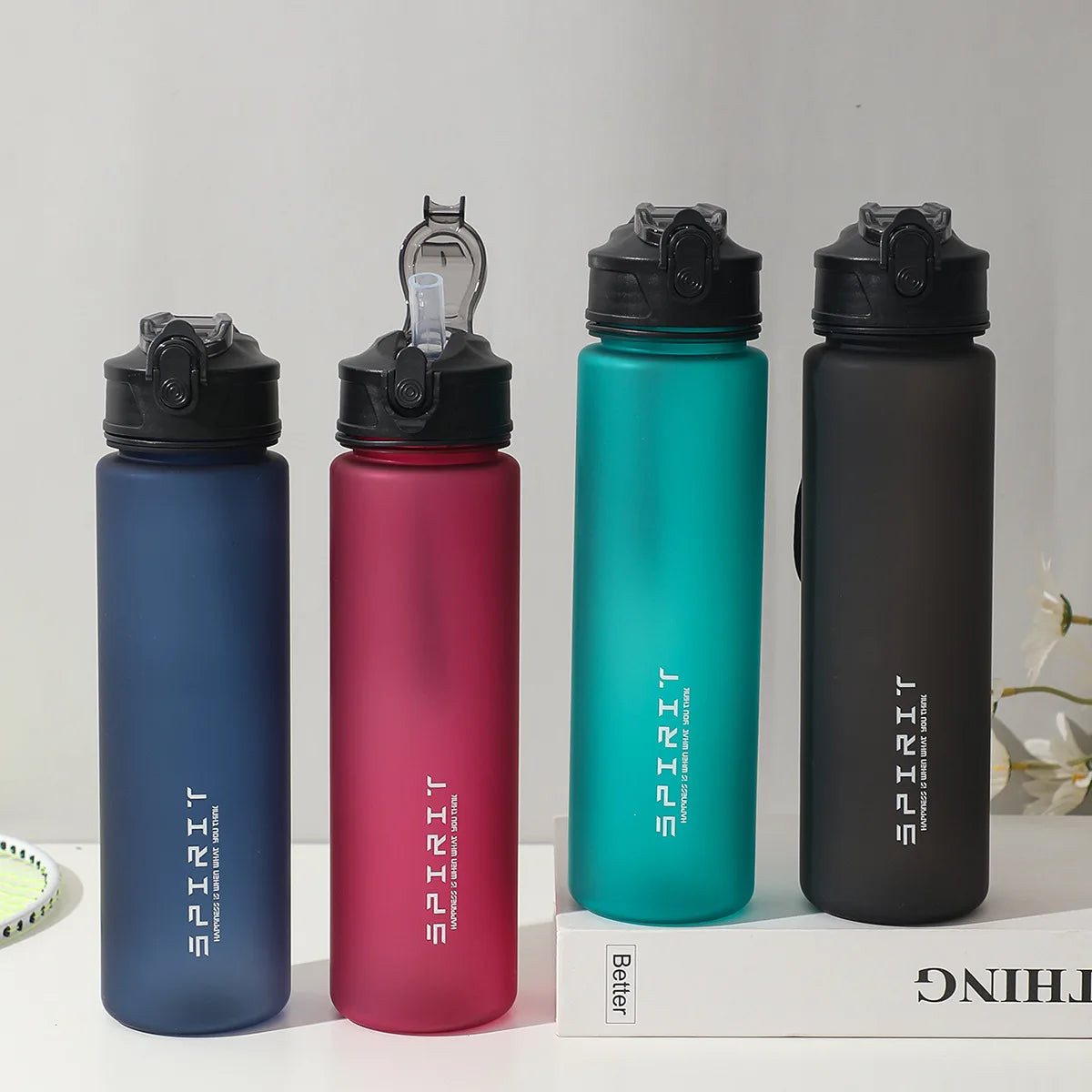 750ml Water Bottle with Straw Time Marker Large Capacity Motivational Plastic Water Jug for Gym Travel Outdoor Sports Reusable Everyday Essentials