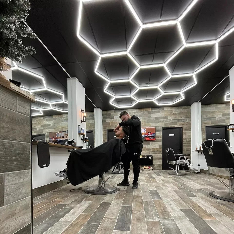 Large Size Hexagon LED Lighting for Garage Car Repair Wash Detailing Workshop Gym Barbershop Honeycomb LED Tube Ceiling Light Everyday Essentials