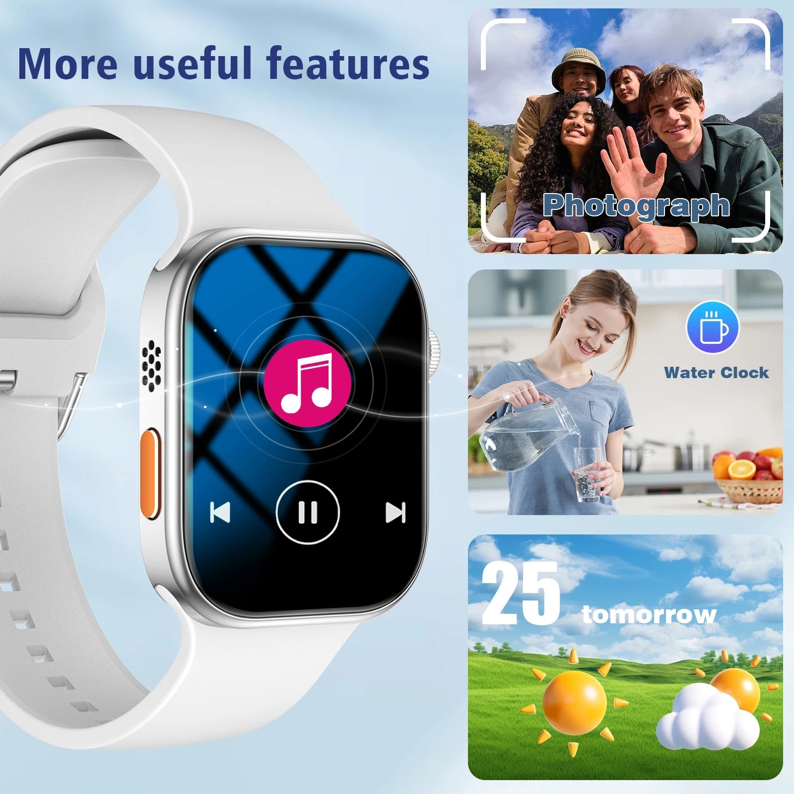 Smart Watch Bluetooth Call Message Display Fitness Monitoring Bracelet Christmas Gift Suitable for Android iPhone EVERYDAY ESSENTIALS