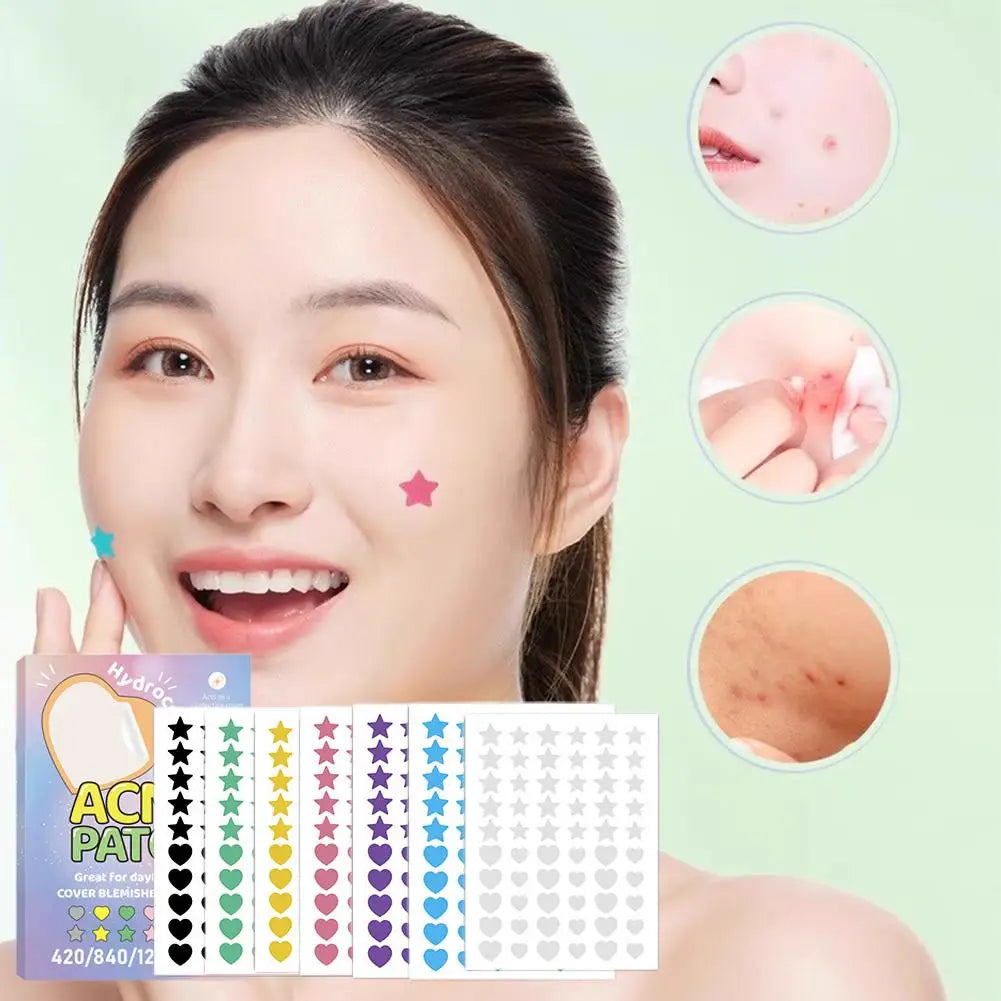 420-1260PC New Colorful Pimple Patch Acne Patches Cute Star Shaped Acne Treatment Stickers Covering Zits Blemishes EVERYDAY ESSENTIALS