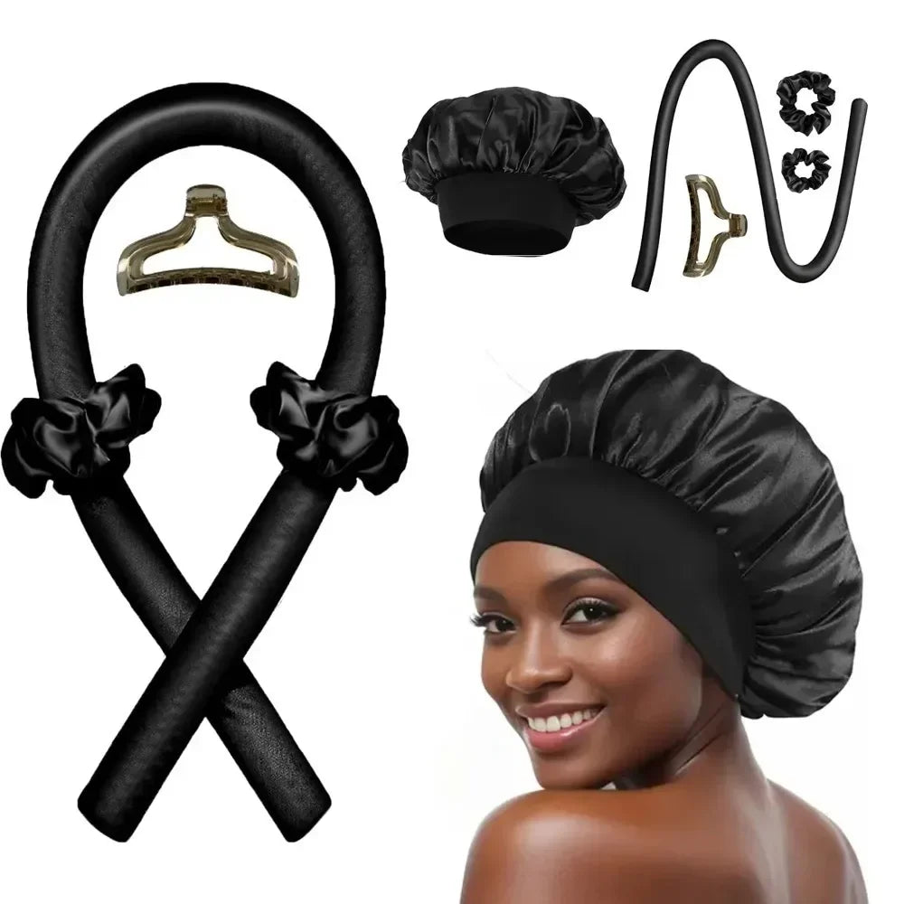 Heatless Curling Rod Set Satin Nightcap for Women No Heat Hair Rollers Sleeping Soft Headband Styling Tool Lazy Curls EVERYDAY ESSENTIALS
