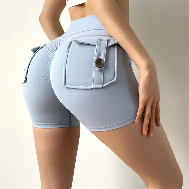 TRY TO BN Women's Sports Shorts with Pockets Butt Lifting High Waist Booty Scrunch Gym Workout Running Biker Yoga Fitness Shorts Everyday Essentials