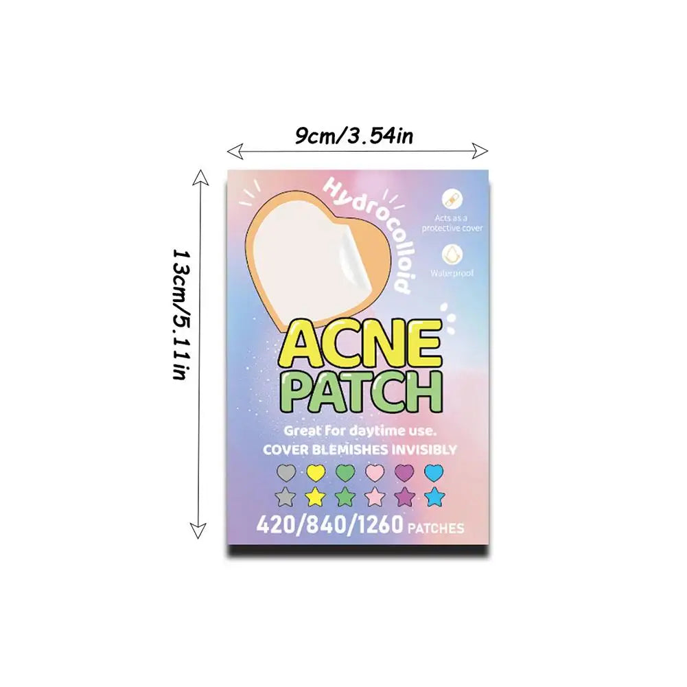 420-1260PC New Colorful Pimple Patch Acne Patches Cute Star Shaped Acne Treatment Stickers Covering Zits Blemishes EVERYDAY ESSENTIALS