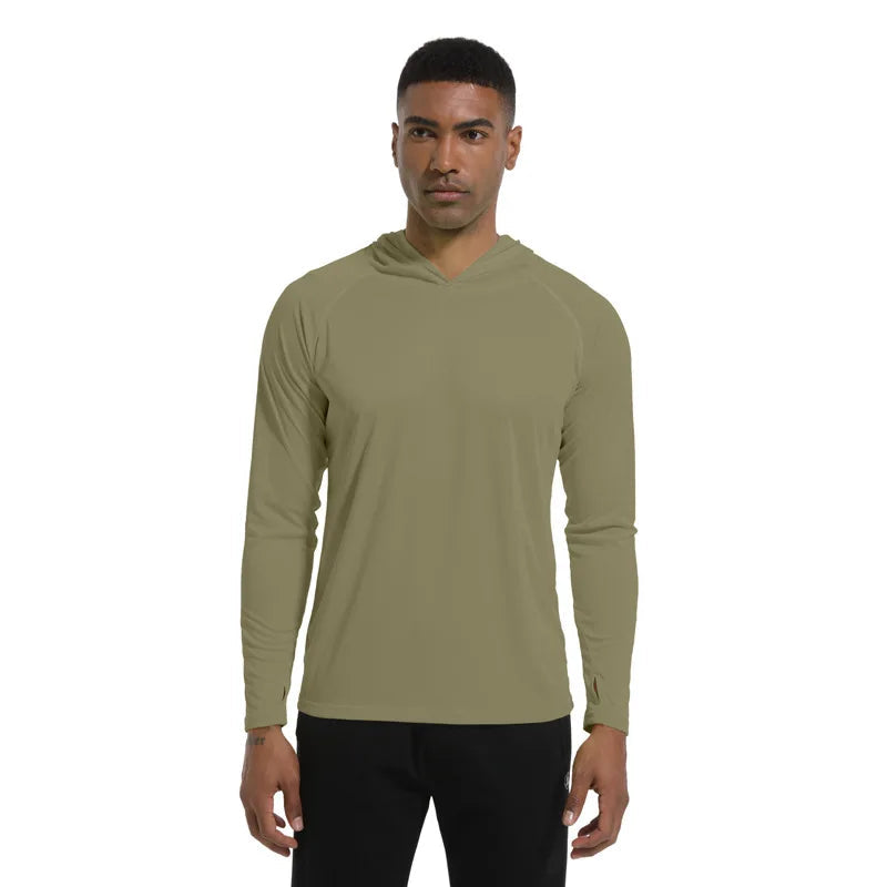 Men Upf 50+ Sun Protection t-Shirts Long Sleeve t-Shirt Casual Tops Male Quick Dry Gym Running Tee Shirts With Hood Man Clothing Everyday Essentials