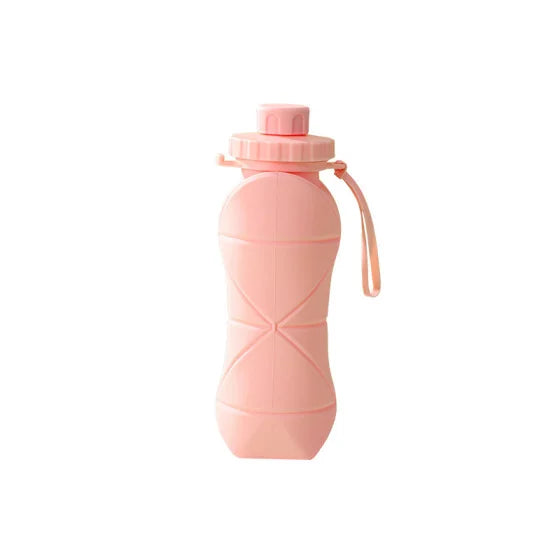 600ml Silicone Water Bottle Folding Portable Reusable Plastic Cups Outdoor Large capacity Gym Cycling hiking Drinking Bottle Everyday Essentials